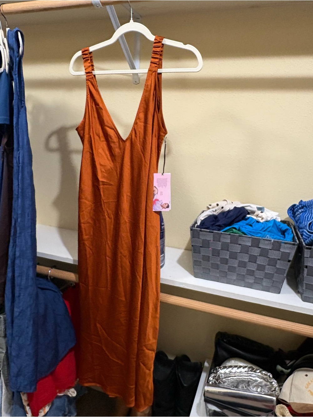 Target Rust Slip Maxi Dress with Ruched Straps